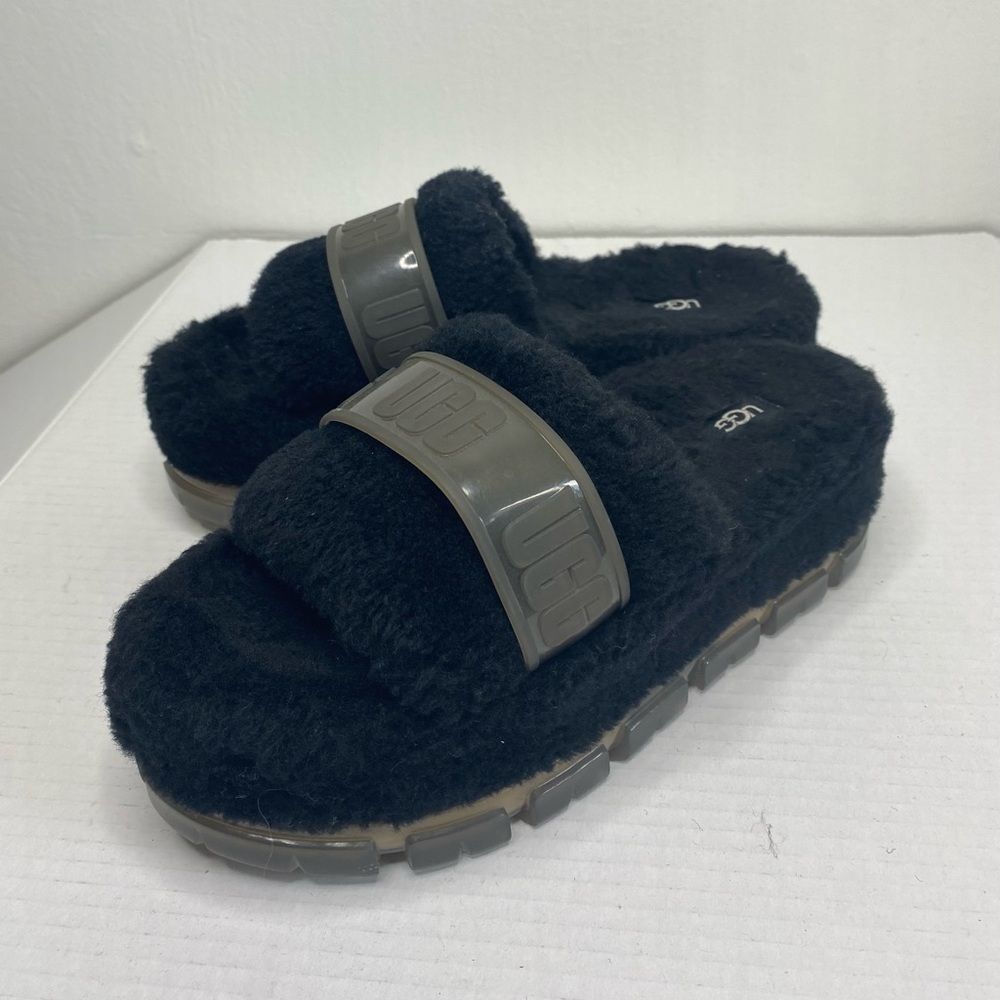 Ugg Fluffita Sherpa Fuzzy Slide Sandals Black Siz… - image 7